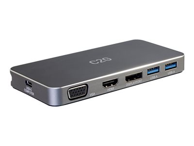 C2G USB-C Dual Monitor Dock with HDMI, DP, VGA and Power Del