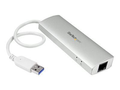 StarTech.com 3 Port Portable USB 3.0 Hub - Gigabit Ethernet