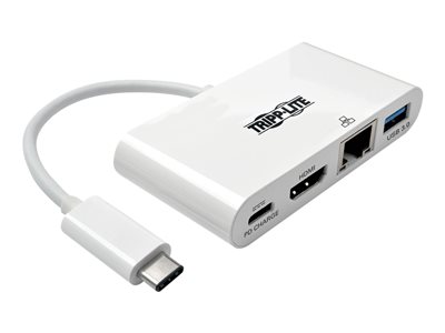 Tripp Lite USB C to HDMI Multiport Video Adapter Converter w/ USB-A Hub, USB-C PD Charging Port & Gigabit Ethernet Port…