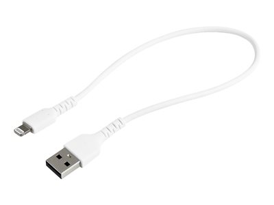 StarTech.com 12 in(30cm) Durable White USB-A to Lightning Cable, Heavy Duty Rugged Aramid Fiber USB Type A to...