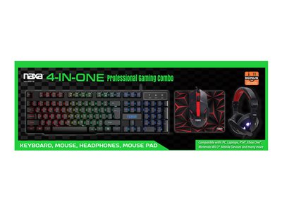 Naxa 4-in-One Professional Gaming Combo NG-5001A - keyboard, mouse and headset set - US - rainbow