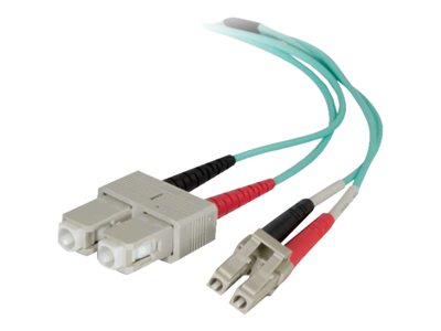 C2G 18m LC-SC 50/125 OM4 Duplex Multimode PVC Fiber Optic Cable - Aqua - network cable - 18 m - aqua