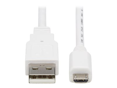 Tripp Lite Safe-IT USB-A to USB Micro-B Antibacterial Cable (M/M), USB 2.0, White, 3 ft. - USB cable...