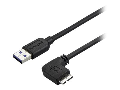 StarTech.com 1m 3 ft Slim Micro USB 3.0 Cable M/M - Right-Angle Micro-USB - USB 3.0 A to Micro B - Angled Micro USB - U…