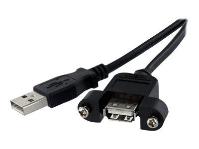 StarTech.com 2 ft Panel Mount USB Cable A to A F/M - Panel Mount USB Extension USB A-Female to A-Male Adapter Cable...